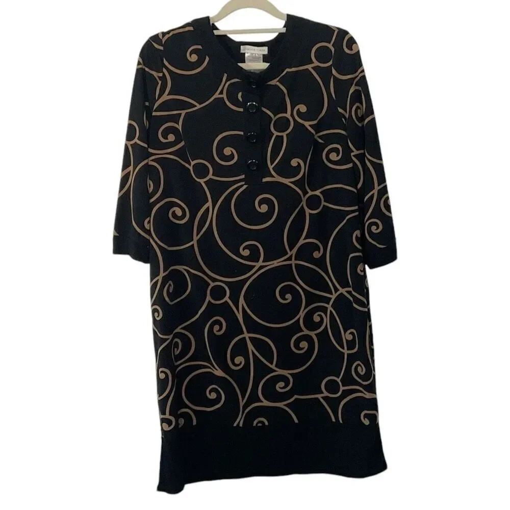 London Times Black & Gold Dress 8 - Picture 2 of 5